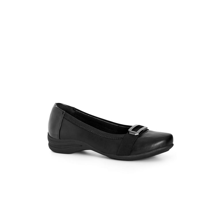 Cloudwalkers Women s Wide Fit Adele Faux Leather Comfort Flats