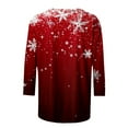 thumbnail image 4 of asdoklhq Christmas Tops for Women Christmas Fashion Woman Casual Round Neck Printing Blouse 3/4 Sleeve T-Shirt Summer Red 4X, 4 of 5