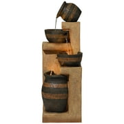 Cascading Bowl and Jug 46 High Large Rustic Indoor Outdoor Decor Faux Stone Floor Fountain with Light LED