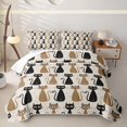 thumbnail image 2 of Manfei Funny Kitten Bed Spread Queen, Kawaii Lines Cat Queen Coverlet Set, Beige Brown, 3-Piece, 1 Quilt and 2 Pillowcases, 2 of 7