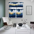 thumbnail image 4 of Navy Blue Kitchen Curtains Sets for Windows 36 Inch Length, Abstract Modern Oil Painting Art Rod Pocket Window Treatments Tier Curtains and Valances Set for Bedroom/Bathroom, 4 of 8