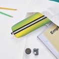 thumbnail image 6 of Cauagu Teal To Yellow Gradient Print Leather Pencil Pen Case - Stationery Bag Portable Stationery Bag Big Capacity Pencil Pouch Cosmetic Organizer Bag for Men & Women, 6 of 7
