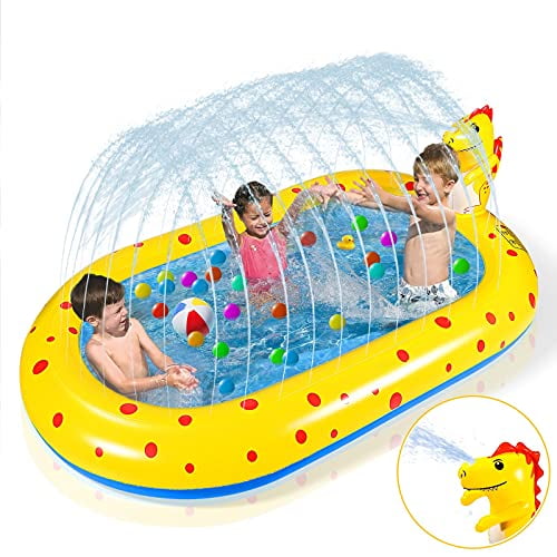 67 X 40.5 X 25.5 Outdoor Dinosaur Inflatable Wading Pool Backyard Summer Swimming Pool for Baby Childrens Splash Play Mat DreiWasser Splash Pad Sprinkler for Kids