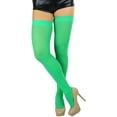 thumbnail image 6 of ToBeInStyle Women's Nylon Thigh High Schoolgirl Opaque Stockings- KELLY GREEN - OSR, 6 of 7