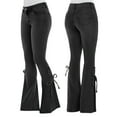thumbnail image 3 of Lisingtool Flared&Nbsp;Pants For Women Women'S Mid-Waist Lace-Up Denim Trousers Stretch Jeans Flared Pants Black, 3 of 8