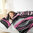 thumbnail image 5 of Manfei Modern Minimalist Artistic Bedding Comforter Set,Geometric Waves Lines Twin Comforter Sets,Pink Black Gray Bedding Set For Girl Teens,Microfiber Bedroom Decor Reversible,2 Pieces, 5 of 9