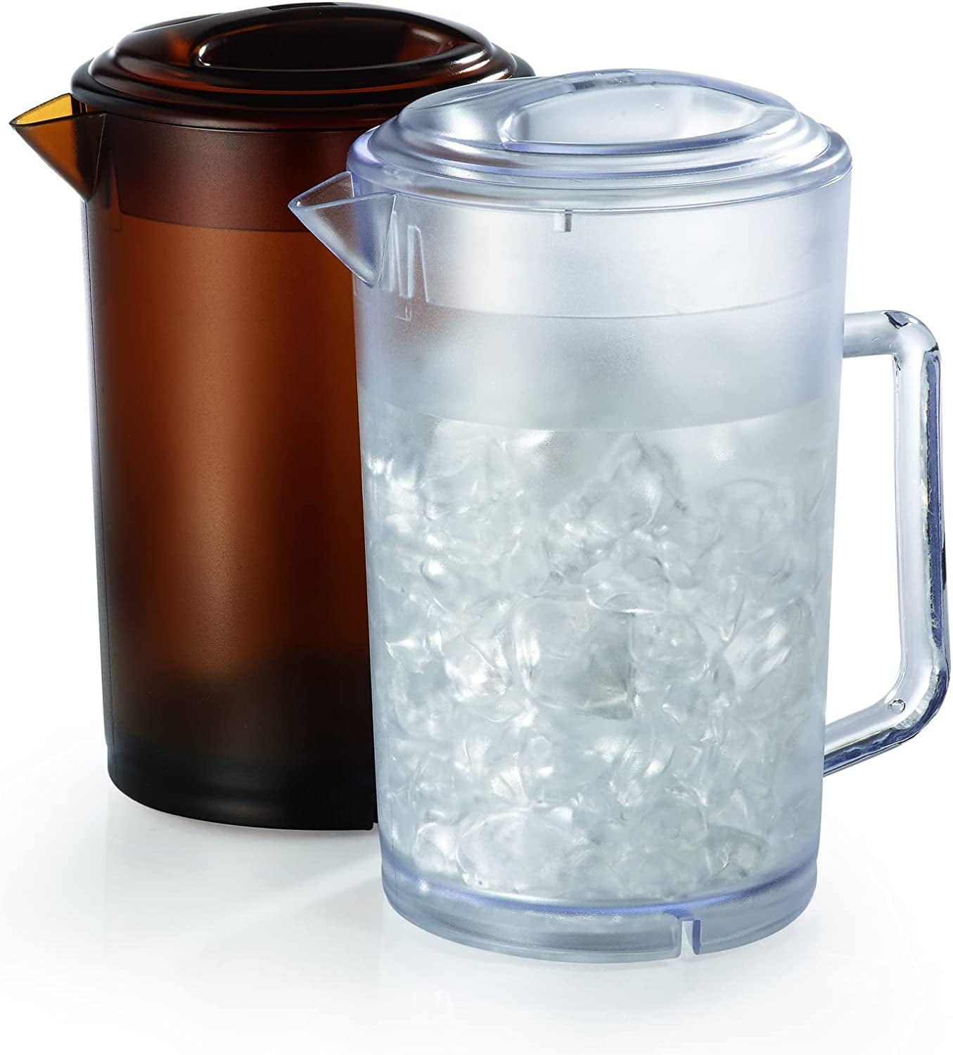 G.E.T. Heavy-Duty Shatterproof Plastic Iced Tea 2 Quart Pitcher with Lid  (64 Ounce), BPA Free, Amber 