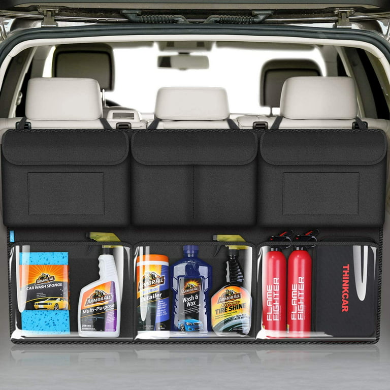 HIRALIY 4 in 1 Car Trunk Storage Organizer, Multi Compartment Collapsible  Trunk Storage Box with Leakproof Insulated Bag for Car Truck SUV