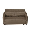 thumbnail image 2 of Convertible Sofa Bed with Adjustable Backrest, Pull-Out Sleeper Sofa with 2 Side Coffee Tables and 2 Lumbar Pillows, Small Loveseat Sofa with Solid Wood Frame for Living Room, Bedroom, 2 of 7