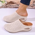 thumbnail image 6 of HNMKIU Sandals for Women Fashion Open Toe Hollow Out Platform Slides Comfortable Casual Beach Slippers with Elegant On Design Summer Shoes Beige,6.5, 6 of 7
