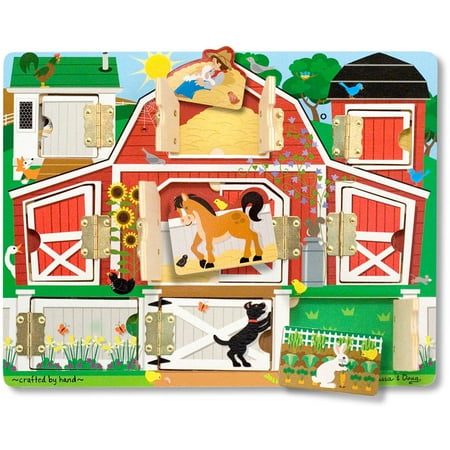 Melissa & Doug Hide and Seek Farm Wooden Activity Board with Barnyard Animal Magnets