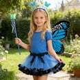 thumbnail image 4 of Wuxian Girls Toddler Skirts Sets Solid Color High Waist Tutu Skirt With Headband Wings Wand Stage Performance Dress Up Party 4 Piece Clothes Outfits Trendy Casual Streetwear,Blue,4-12 Years, 4 of 6