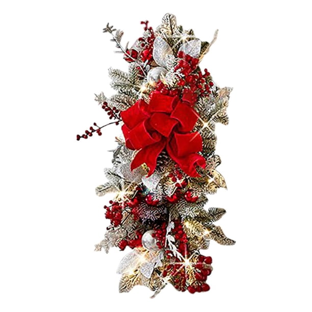 Guirnalda de escalera brillante corona de árbol de Navidad al revés con tira de luz LED (rojo)