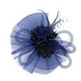 thumbnail image 2 of Aligament Blue beach hats for women, Women Fashion Wedding Mesh Hat Fascinator Penny Ribbons And Feathers Party, 2 of 2