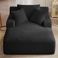 thumbnail image 5 of Tmsan 50" W Oversized Chaise Lounge Chair Indoor, Corduroy Comfy Upholstered Boneless Sofa Bed, Deep Seat Sleeper Couch Reading Chairs, Cloud Sofas Couches for Living Room, No Assembly,Black, 5 of 7