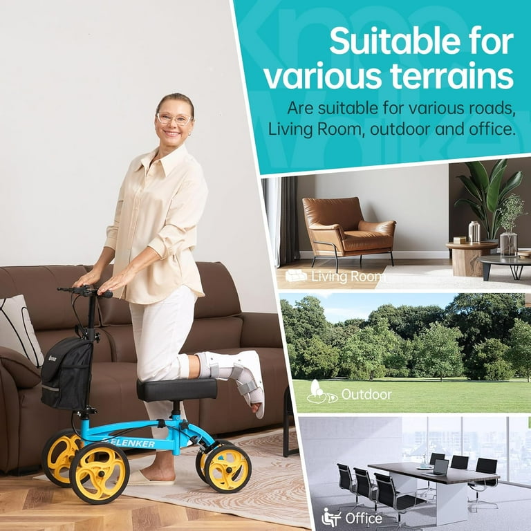 ELENKER Knee Scooter Steerable Knee Walker Crutch