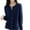 Navy, variant on VISALY Cropped Cardigan Button Down Cardigans Womens Basic Crew Neck Long Sleeve Down Cardigan Knitted Cardigans Trendy Cardigan Black L