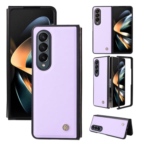 Nalacover Case for Samsung Galaxy Z Fold4, Premium PU Leather Silicon Anri-Scratches Protective Frame Cover with Magnetic Attraction Folding Case for Samsung Galaxy Z Fold4,Purple