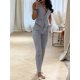 thumbnail image 2 of Conjunto de camiseta y pantalones sin mangas para mujer, conjunto de dos piezas con cierre de cintura de temperamento sólido, chaleco Sexy y pantalones pitillo, novedad de verano 2024, 2 of 5