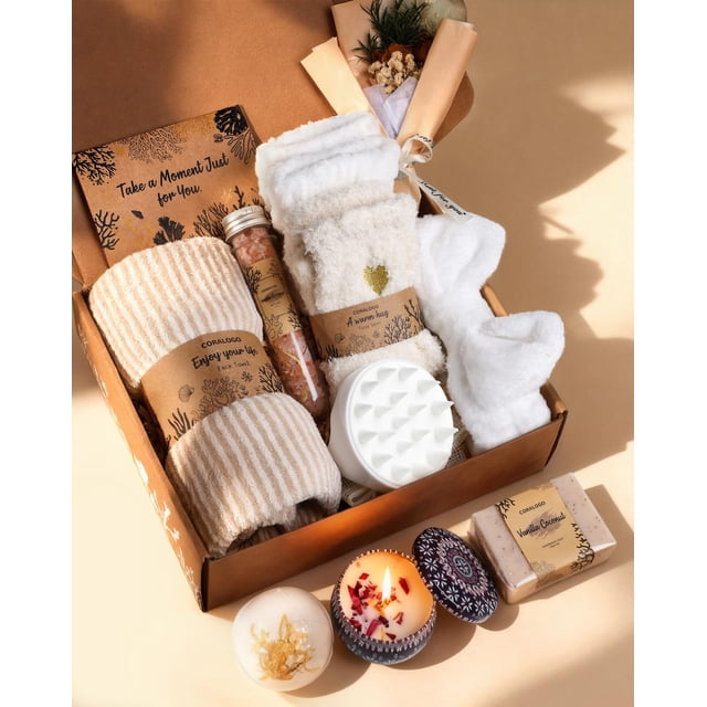 Set de 11 cestas de regalo para spa Coralogo Natural Pampering para mujer