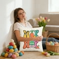 thumbnail image 6 of Uutvery Easter Pillow Cover, Rabbit Egg Design Imitation Linen Cushion Case, Sofa Bedhead Home Decoration, 17.72x17.72 Inches, 6 of 6