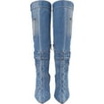thumbnail image 5 of Women's Denim Knee High Boots Stiletto Heel Boot Pointed Toe Distressed Jean Thigh High Boots, 5 of 5