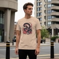 thumbnail image 3 of Smartprints Japanese Dragon Floral Art Men's T-Shirt Natural, Cotton, S, 3 of 4