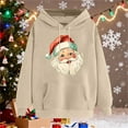 thumbnail image 5 of Christmas Hoodies for Women Santa Holiday Graphic Long Sleeve Pullover Sweatshirt with Pocket Khaki L, 5 of 5