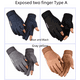thumbnail image 3 of Guantes de invierno cálidos de gamuza Luokou para hombre y mujer, para ciclismo al aire libre, con pantalla táctil, dos dedos y medio dedo, de vellón grueso, 3 of 5