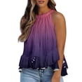 thumbnail image 1 of Playeras,Blusas y Tops,Ropa para Mujer Tank Top Vestido Camisa informal para mujer, camiseta sin mangas con estampado elegante, blusas con cola de volantes, túnica fluida de verano (Purple, S), 1 of 4