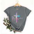 thumbnail image 4 of VBTAPA Women Happy Easter T Shirt Bunny Eggs Graphic T-Shirt Funny Letter Printed Tee Shirts Loose Fit Crewneck Short Sleeve Tops Lightning Sales of The Day Gray S, 4 of 6
