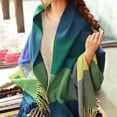 thumbnail image 3 of harmtty Fashion Women Winter Colorful Plaid Print Scarf Tassel Trim Imitation Thick Shawl Elegant Large Long Warm Scarf Fashion Accessories Dark Green, 3 of 7