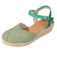 thumbnail image 5 of Espadrilles for Women Woven Closed Toe Wedge Sandals Vintage Footbed Ankle Strap Slingback Heels Breathable Summer Dress Shoes Green Size 7, 5 of 6