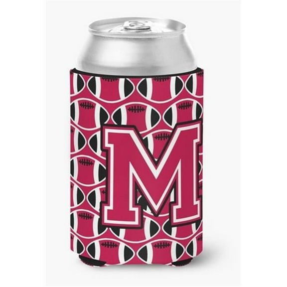 Letter M Football Crimson & White Can or Bottle Hugger