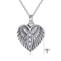 AOBOCO Heart Urn Necklace for Ashes 925 Sterling Silver Heart Memorial Keepsake Cremation Pendant Necklace Cremation Jewelry Gifts for Women