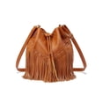 thumbnail image 1 of White Ladies Shoulder Bag Tassel Bucket Bag Satchel, 1 of 3