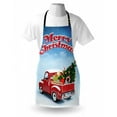 thumbnail image 4 of Christmas Apron, Pickup Truck Filed Ornament Cold December Weather Snowflakes, Unisex Kitchen Bib with Adjustable Neck for Cooking Gardening, Adult Size, Multicolor, by Ambesonne, 4 of 4