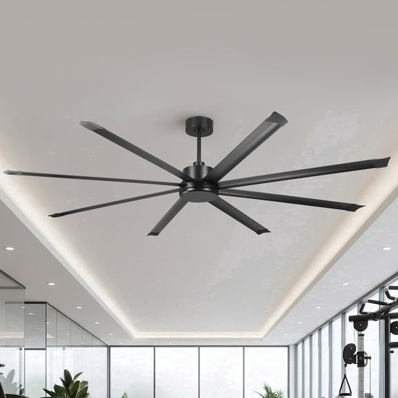 120" Industrial Black Large HVLS Ceiling Fan with Remote,No Light for Garage,Workshop