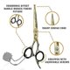 thumbnail image 2 of Tijeras de peluquería profesionales japonesas de acero inoxidable de 7 pulgadas con filo de navaja dorado., 2 of 5