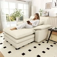 thumbnail image 2 of Lunale Oversized Lounge Chair & Ottoman Set - 48" Cloud Corduroy Accent Armchair for Modern Living/Bedroom, Beige Corduroy, 2 of 9