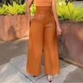 thumbnail image 2 of DHFJKG High Waist Wide Leg Pants For Women Fashion Trousers Metallic Glossy Night Out Comfortable Belted Versatile Trousers, 2 of 7
