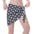 thumbnail image 7 of Women Stars Navy Blue White Sarong Coverups Chiffon Short Swimsuit Wrap Skirt Beach Bikini Tie Cover Up Wraps, 7 of 7