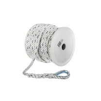 Seachoice Boat Anchor Line Rope, 3-Strand Twisted, Nylon, White/Blue, 1/2 In. X 100 Ft.