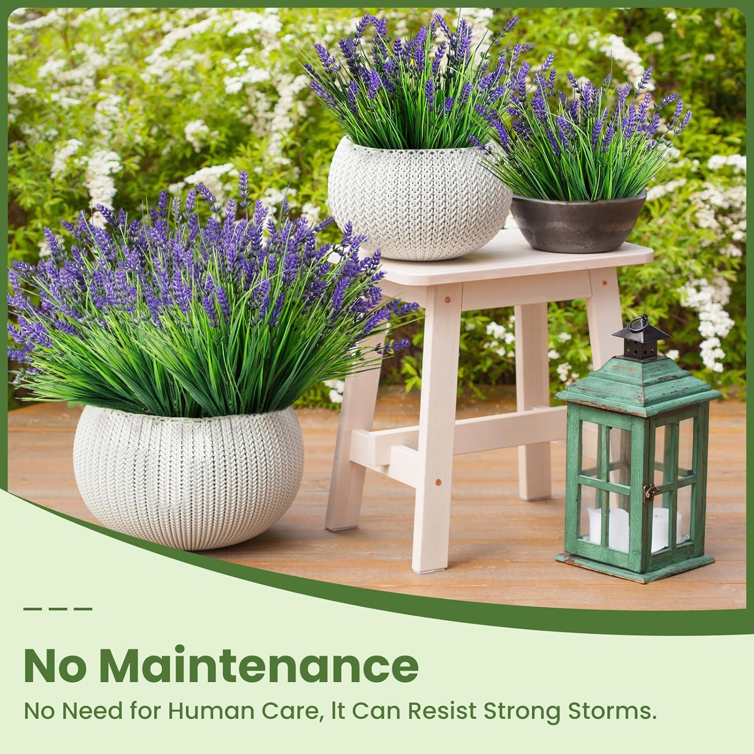 10 Bundles Outdoor Artificial Plants, UV Resistant Fake Monkey Grass, Faux Purple Lavender Flowers, No Fade Plastic Greenery for Pot, Garden, Patio, Porch, Window Box, Home, Hanging Planter