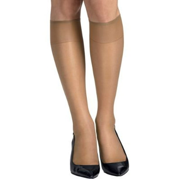 Hanes Hanes Womens Silk Reflections Reinforced Toe Knee Highs 6Pack