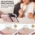 thumbnail image 6 of Asuwish Compatible with Samsung Galaxy S23 Plus S23+ 5G Wallet Phone Case Tempered Glass Screen Protector Ring RFID Card Holder Cell Cover for S23plus 23S + S 23 23+ SM-S916U 6.6 inch Girls Rose Gold, 6 of 11