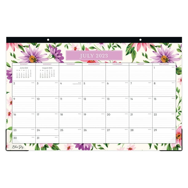 202324 Desk Pad Calendar, 17x11, Blue Sky, Sun Child Bright