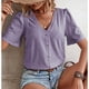 thumbnail image 5 of Camisa de verano ligera y holgada con cuello en V y manga corta para mujer con botones, 5 of 5