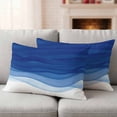 thumbnail image 2 of Ombre Blue Waves Outdoor Pillow Covers 20x12 Set of 2, Waterproof Patio Throw Pillowcase Protectors, Abstract Art Gradient Modern Lumbar Decorative Pillow Shams Cushion Covers for Seat Bed Couch Sofa, 2 of 8