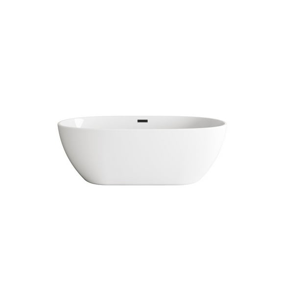 Elegant Kitchen and Bath 67 inch Soaking Bathtub in Glossy White with Matte Black Trim